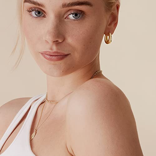 PAVOI 14K Gold Plated Sterling Silver Small Chunky Hoop Earrings