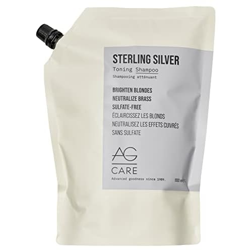 AG Care Sterling Silver Purple Toning Shampoo - Grey and Blonde Shampoo to Remove Brassiness and Yellow Tones, 33.8 Fl Oz Refill Pouch