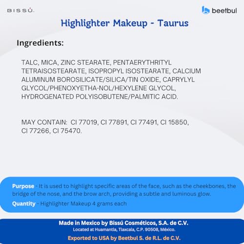 Bissú Powder Highlighter – 10 Shades, Silky Formula, 4.5g