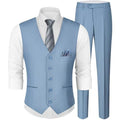 MAGE MALE Men's Linen 2 Piece Suit Slim Fit Wedding Groomsmen Summer Vest Pants Set with Pocket Square