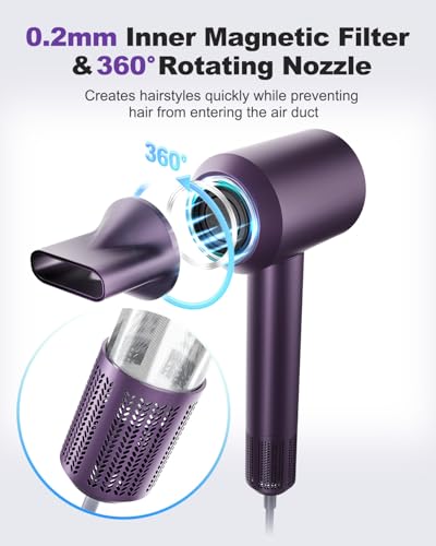 7MAGIC High-Speed Hair Dryer 110,000 RPM Purple