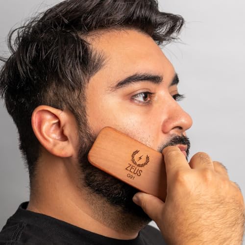 ZEUS Palm Beard Brush for Men, Soft 100% Boar Bristles, Gently Detangles, Smooths & Conditions Facial Hair, German-Made Pear Wood Handle (G92)