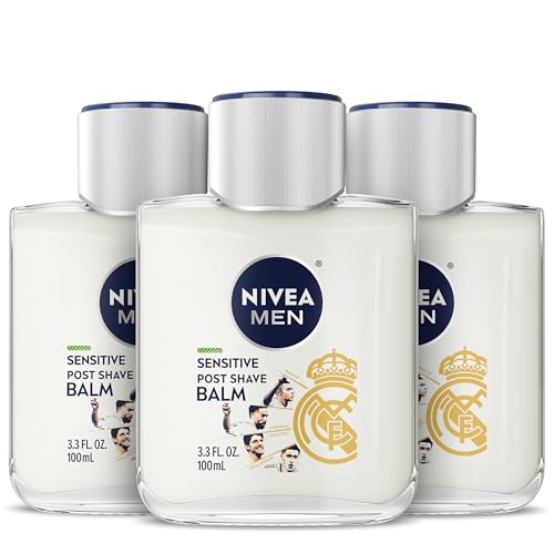 NIVEA MEN Real Madrid Sensitive Post-Shave Balm Alcohol Free 3.3 oz (Pack of 3)