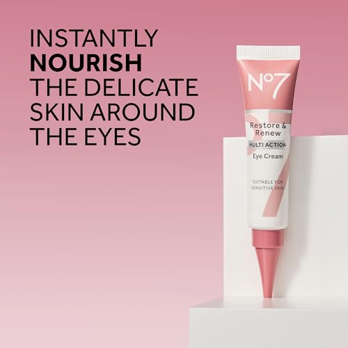 No7 Restore & Renew Multi Action Eye Cream - Skin Renewing Under Eye Cream for Puffiness & Dark Circles - Moisturizing Formula for Wrinkles (15ml)