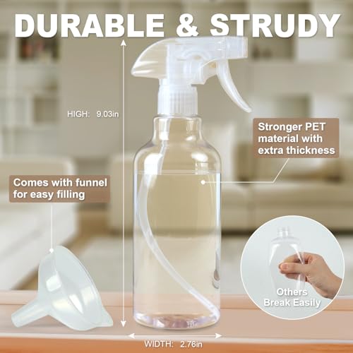 16.9 Oz Spray Bottles 2-Pack Heavy Duty Mist & Stream