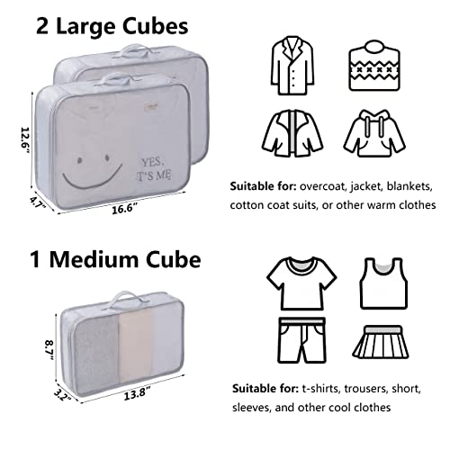 Tianzong 7-Piece Packing Cubes Set with Shoe Bag - Grey