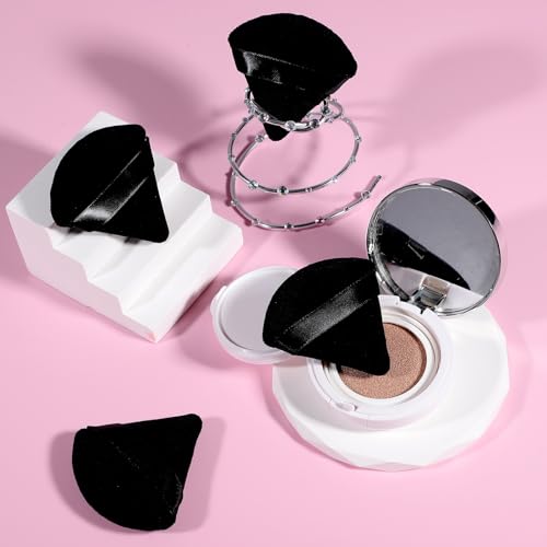 Pimoys Powder Puffs 6 Pack Triangle Round Makeup Puff Black