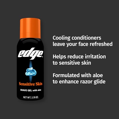 Edge Sensitive Skin Shaving Gel for Men, Cooling & Moisturizing, 2.75 oz (12 Pack)