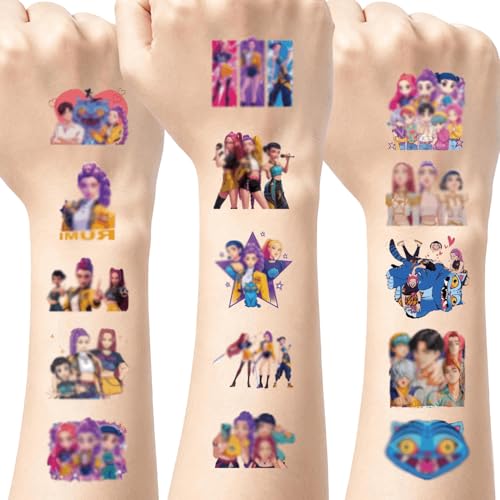 50pcs Kpop Demon Hunters Temporary Tattoos for Kids