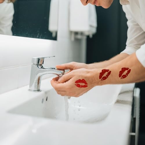 Red Lip Temporary Tattoo Stickers, 10 Sheets Waterproof Self-Adhesive