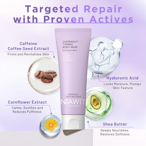 Overnight Toning Body Whip ? For Loose Crepey Skin on Arms, Thighs & Belly | Firming, Moisturizing & Anti-Wrinkle Night Cream to Improve Tone While You Sleep, All Skin Types