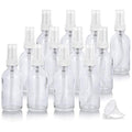 JUVITUS 2 oz / 60 ml Clear Glass Boston Round White Treatment Pump Bottle (12 pack) + Funnel