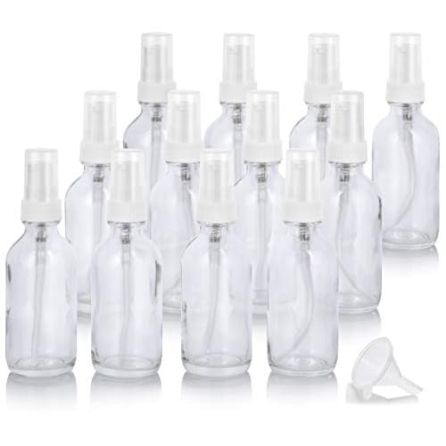 JUVITUS 2 oz / 60 ml Clear Glass Boston Round White Treatment Pump Bottle (12 pack) + Funnel