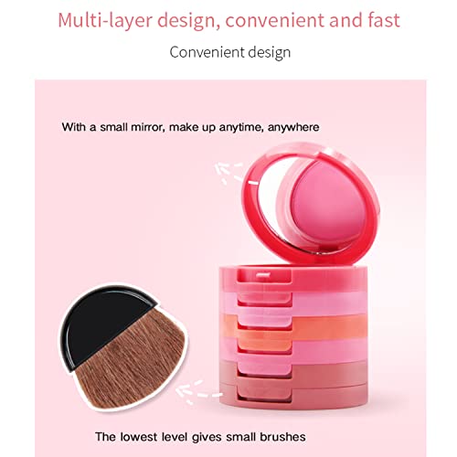 5 Colors Matte Blush Palette with Brush & Mirror