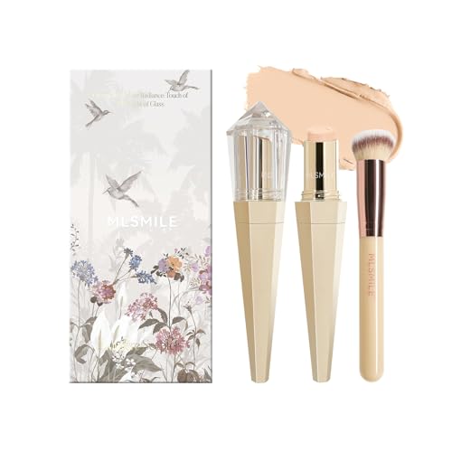 Foundation Stick with Brush, 6 Color Matching Stick Foundation Makeup for Dark Deep Skin Tones, Medium to Full Coverage Foundation Stick, Portable Cream Stick Foundation Makeup for Mature Skin