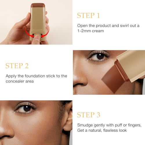 GEUUFEA Matte Foundation Stick Brown #02, Full Coverage Waterproof Contour, Long Lasting Moisturizing, 0.35 oz