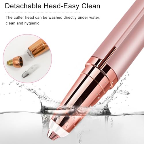 4 Pack Replacement Heads Compatible with Flawless Eyebrow Hair Remover Tool for Women, Rose Gold with a clean brush