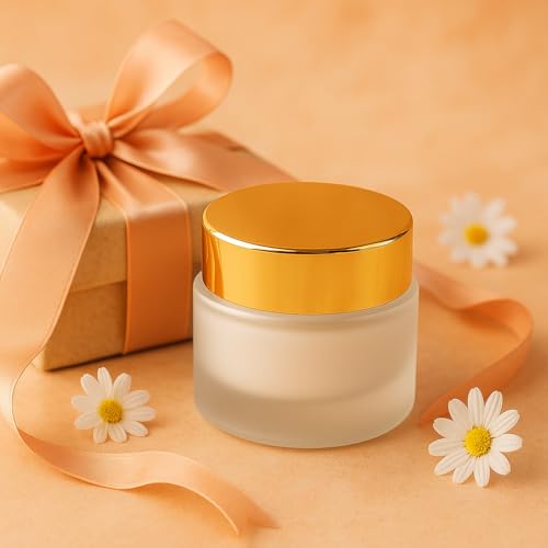 6-Pack 15ml Frosted Glass Cosmetic Jars with Gold Lids