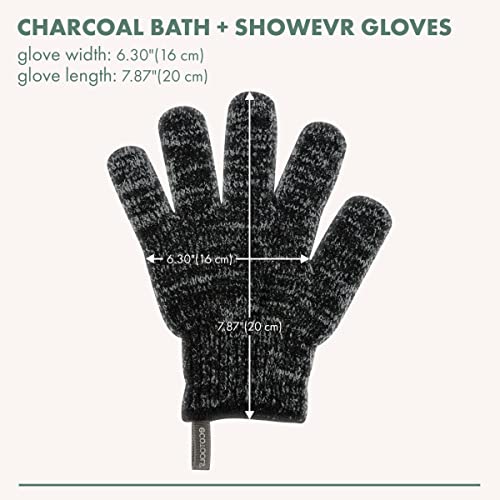 EcoTools Charcoal Bath + Shower Gloves, Exfoliating Gloves Remove Dead Skin & Cleanse Whole Body, Bath Gloves Infused With Charcoal To Scrub & Purify Skin, Cruelty Free, 1 Pair (2 Gloves) (Pack of 2)