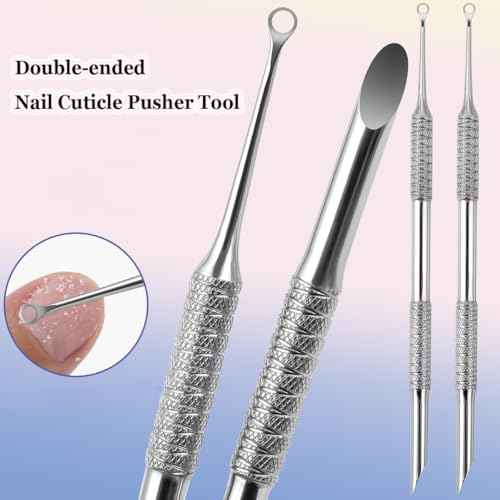 Cuticle Pusher with 2 Ends,Pre-treatment Cuticle Pusher Cuticle Remover with Sandpaper Sheets,Nail Art Dead Skin Removing Manicure Tool (1 Cuticle Pusher+5 Sandpaper Sheets)