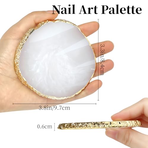 Resin Nail Art Palette Set - 3 Trays with Gilded Edges