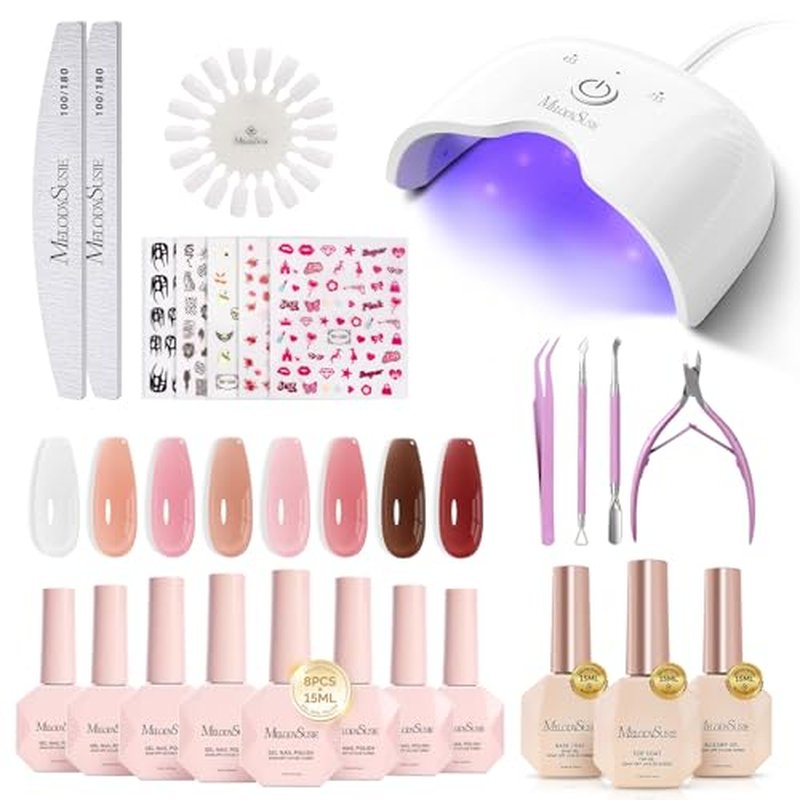 MelodySusie Gel Nail Polish Kit with UV Lamp & Tools