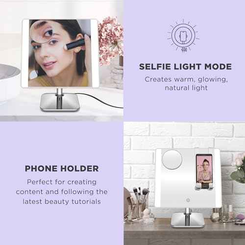 Conair Lighted Makeup Mirror, LED Vanity Mirror, 1X/10X Magnifying Mirror with Phone Holder, Corded in Polished Chrome