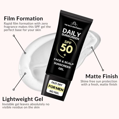 Bald Head Care for Men | Everyday Face & Scalp Care | Matte, No Grease, Vegan | Daily Scalp Sunscreen Fragrance Free - SPF 50+