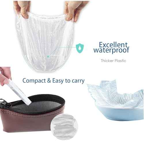 Disposable Shower Caps -100 pcs Waterproof Plastic Shower Caps, Women's Disposable Plastic Clear Shower Caps, Suitable for Hair Care, Spa Salons, Travel, Portable Multi-Purpose Plastic Hair Caps(20")