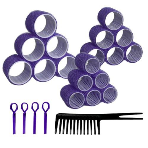 25-Piece Hair Rollers Set - Heatless Curlers for Long, Short, Medium Hair - Velcro Rollers with Clips & Comb for Blowout Look - Jumbo & Large Curlers for No Heat Styling