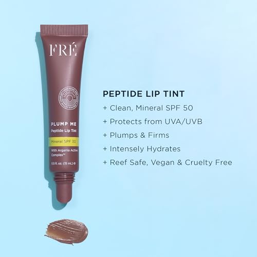FR? Plump Me Peptide Lip Tint SPF 30 (Cassis) ? 4-in-1 Plumping & Hydrating Mineral SPF 30 Lip Tint with 100% Non-Nano Zinc Oxide, Clean, Vegan Lip Care