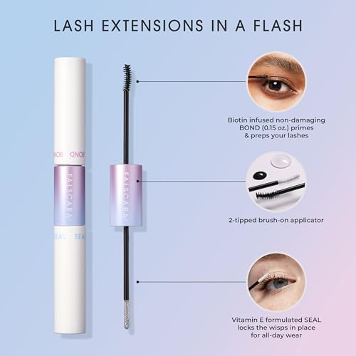 KISS Falscara DIY Eyelash Extension Bond & Seal Infused with Biotin & Vitamin E ? Strong Gentle Comfortable Lash Adhesive for All Day Wear For Use With Falscara Lash Wisps, Remover, and Applicator