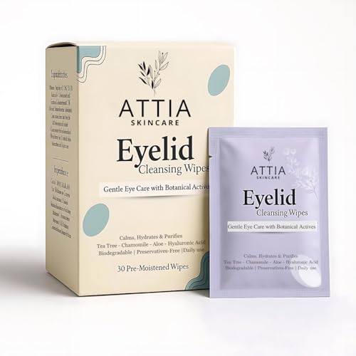 Tea Tree Oil Eyelid Wipes for Sensitive Eyes, 30 Count