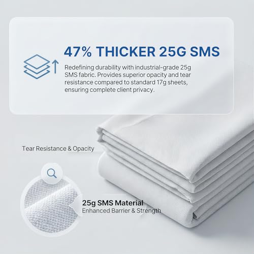 50 Pack 25g SMS Disposable Massage Table Sheets - 31"x70" Waterproof Bed Cover for Lash, Spa, Tattoo - Extra Thick, Non-Woven & No-Noise (Professional Grade)