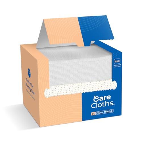 Carecloths Ultra Deluxe Disposable Face Towel, Fragrance & Lint-Free, 100% Biodegradable, Cloths Like Feel, 50ct, MAXI Size 10" x 12"