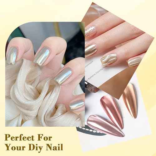 SIUSIO Chrome Nail Powder, Metallic Mirror Effect Chrome Powder Holographic Shimmer Glitter Dust Manicure Decoration Nail Art Pigment for DIY Gel Polish Nail Art, Resin Craft, Salon, Gifts - Gold