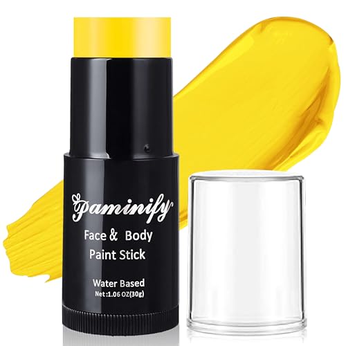 Paminify Yellow Face Paint Stick - Water-Based, Washable Body & Halloween Makeup (1.06 oz) – Lion/Tiger/Monster SFX Cosplay