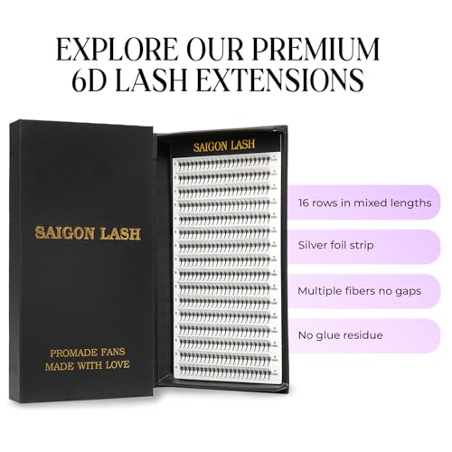 Wispy Promade Fans 3D 5D 6D 8D, Narrow Base Laser Tech Eyelash Extensions, C D Curl, Single & Mixed Lengths 6?15mm, Loose Lash Fans for Professional Use (Black-C-0.07-8-15mm-6D)