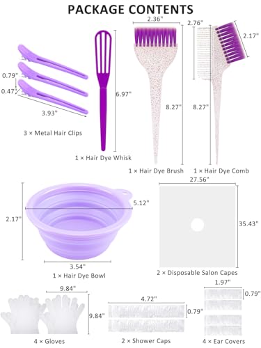 19-Piece Hair Dye Kit with Brush, Bowl & Clips - DIY Hair Bleach