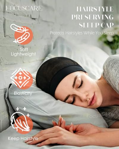 Black Hair Net with Wide Elastic Band for Sleeping