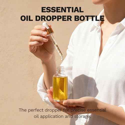 Bumobum 2 Pack, 2 oz Golden Cap Clear Glass Eye Dropper Bottle with Labels and Funnel, Leakproof Tincture Bottle with Measured Dropper for Essential Oils Bottles