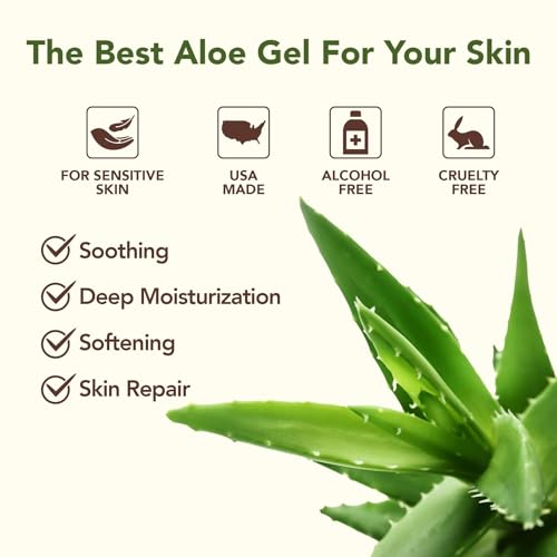 Green Leaf Naturals Amazing Aloe Vera Gel - Freshly Cut, 100% Pure Aloe, Premium Quality, Vegan, Unscented - Natural Sunburn Relief, After Shave, Skin, Face & Hair Care 8oz