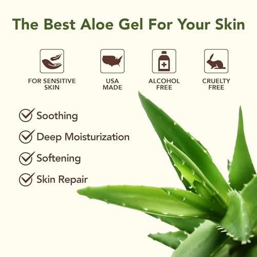 Amazing Aloe Vera Gel, Freshly Cut 100% Pure Aloe - Premium Quality, USA Grown, Vegan, Unscented - Natural Sunburn Relief, Skin Care, Face & Hair Care