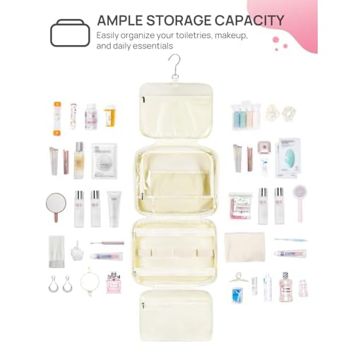 Telena Travel Toiletry Bag with Jewelry Organizer for Women, Puffy Hanging Makeup Bag Lightweight Cosmetic Bag Organizer for Travel Essentials