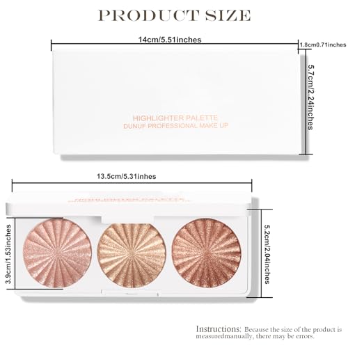 3-Color Highlighter Palette | Waterproof Shimmer Powder
