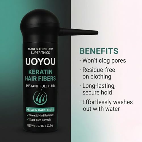 Hair Building Fibers for Thinning Hair - Keratin Fibers Black 27.5g