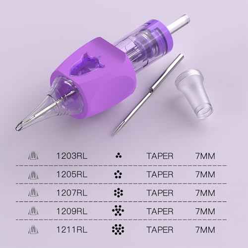 Wormhole Tattoo Needles, 50pcs Mixed Sizes Disposable Finger Ledge Tattoo Cartridge Needles #12 Standard 3RL 5RL 7RL 9RL 11RL Round Liner for Tattoo Machine Tattoo Gun Tattoo Supplies