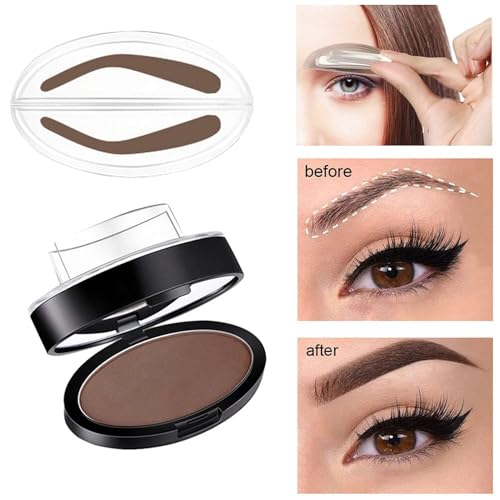 Eyebrow Powder Kit with Stamp - Natural, Long-Lasting Brow Makeup Set, 3 Colors