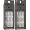 KISS imPRESS Press-On Manicure Premium Collection Fake Nails - Legacy, Gray, V-Cut Stone, Medium & Ballerina/Coffin Shape, Easy To Apply, Super Hold, Chip Proof, Smudge Proof, No Dry Time | 30 Count