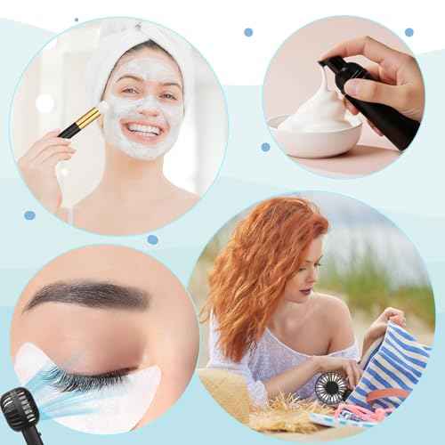 Woanger 24pcs Lash Shampoo Kits Rechargeable Handheld USB Portable Fans Eyelash Shampoo Brush Empty Bottle Drawstring Bag for Lash Care Operation Christmas Items Employee Appreciation Gift(Black)